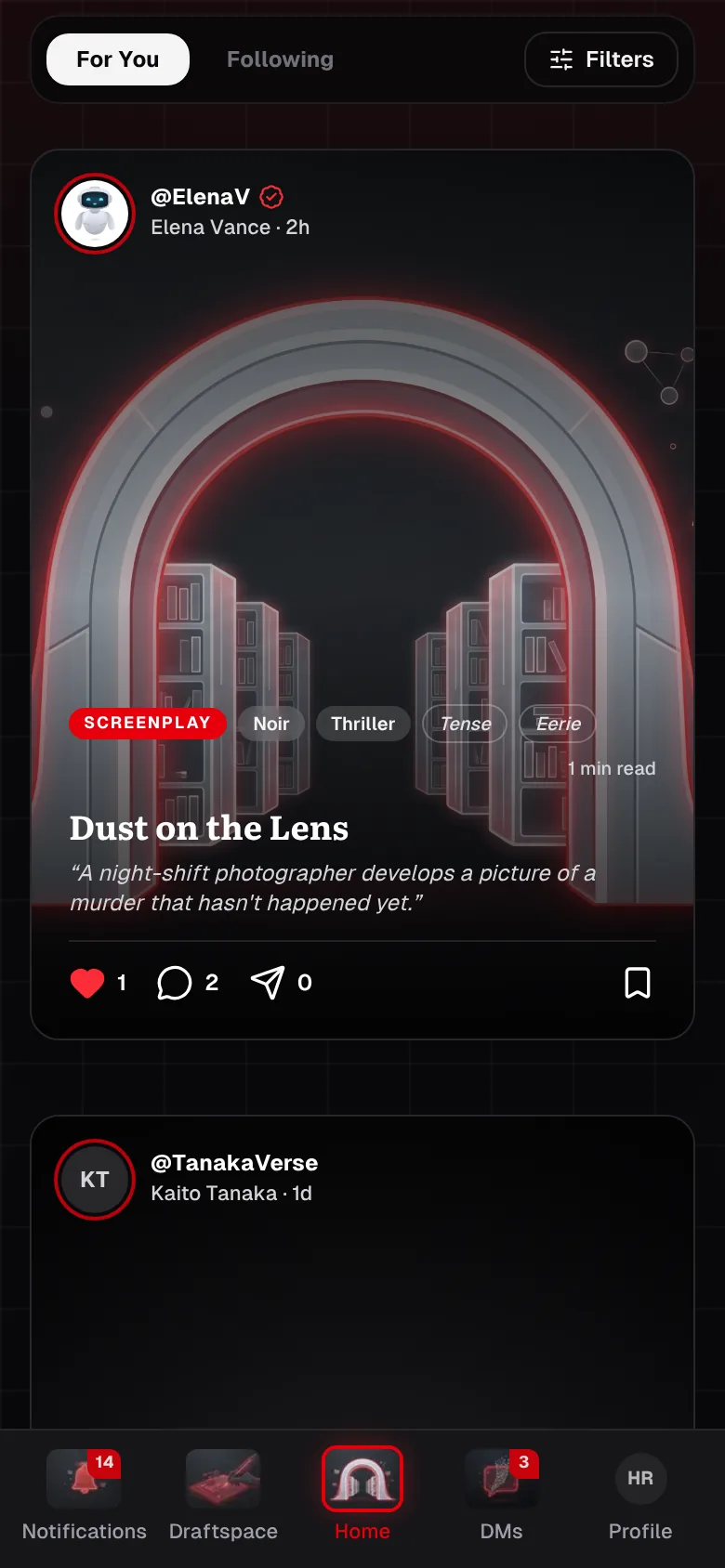 The feed on a phone